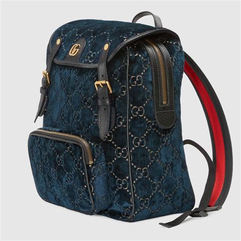 gucci blue velvet backpack|gucci bucket bag velvet.